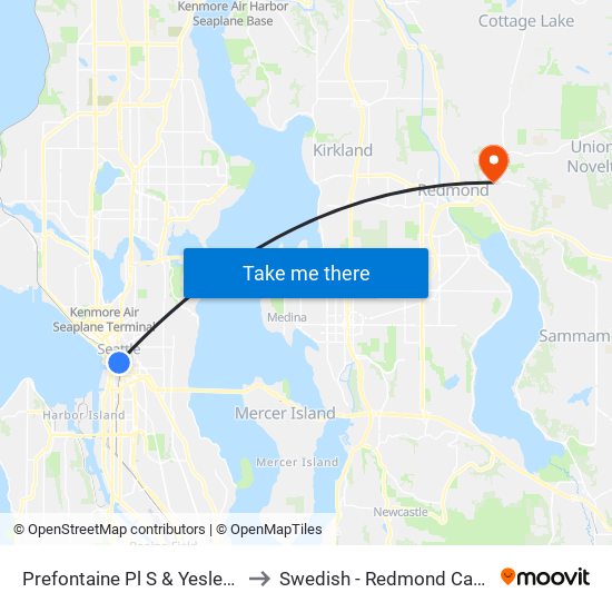 Prefontaine Pl S & Yesler Way to Swedish - Redmond Campus map