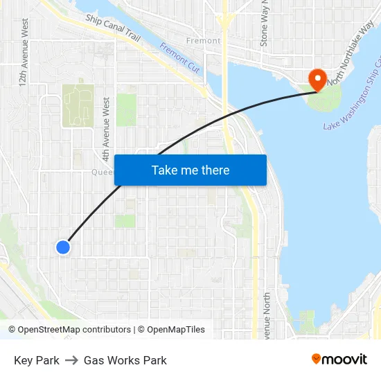 Key Park to Gas Works Park map