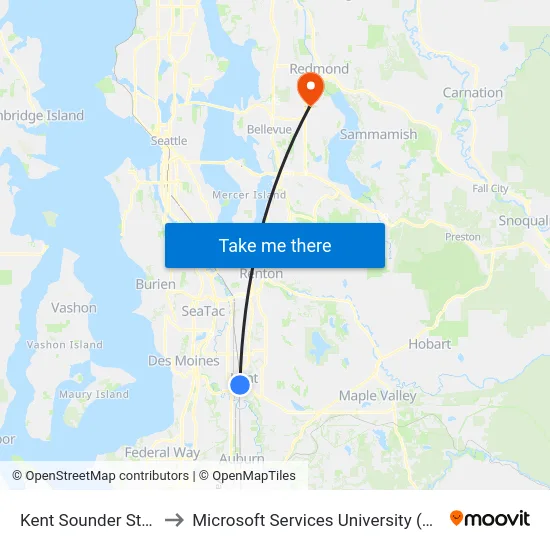 Kent Sounder Station - Bay 8 to Microsoft Services University (MSSU) @ Building 92 map