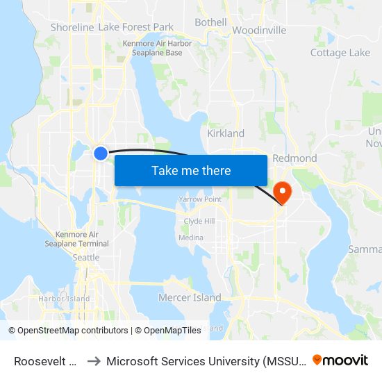 Roosevelt Station to Microsoft Services University (MSSU) @ Building 92 map