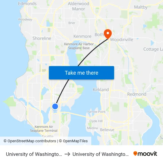 University of Washington Police to University of Washington, Bothell map