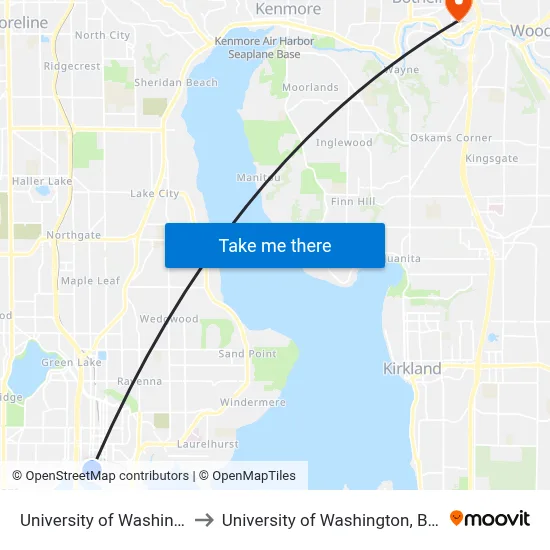 University of Washington to University of Washington, Bothell map