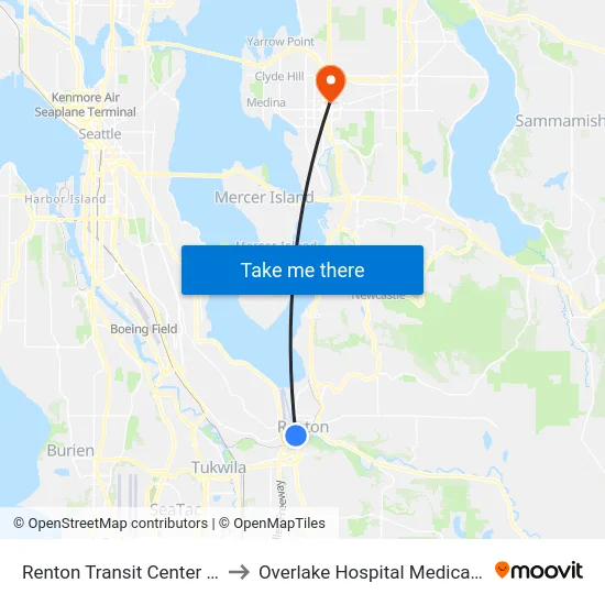 Renton Transit Center - Bay 7 to Overlake Hospital Medical Center map