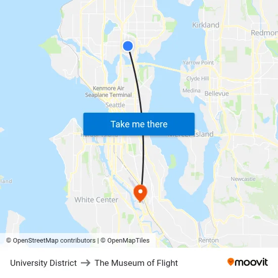 University District to The Museum of Flight map