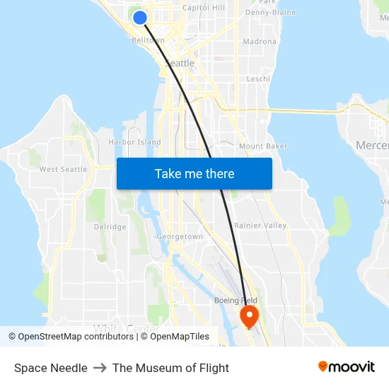Space Needle to The Museum of Flight map