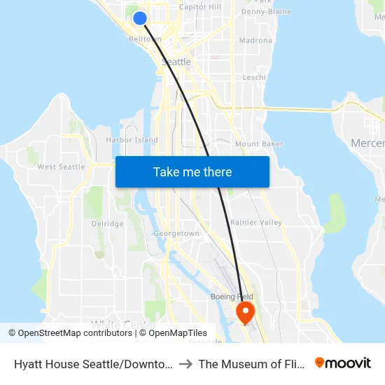 Hyatt House Seattle/Downtown to The Museum of Flight map
