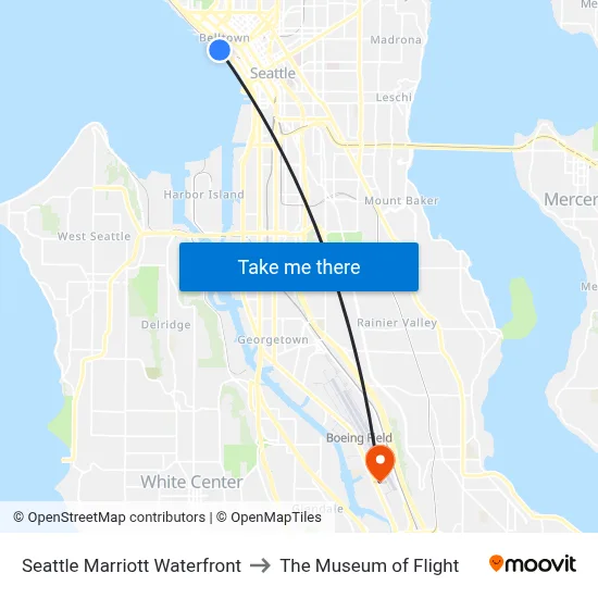 Seattle Marriott Waterfront to The Museum of Flight map