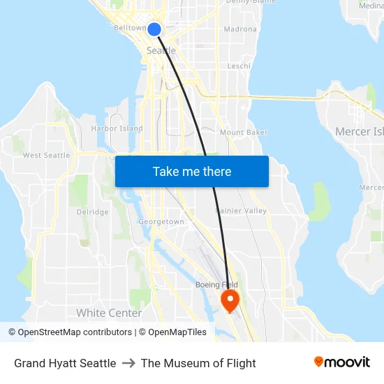Grand Hyatt Seattle to The Museum of Flight map