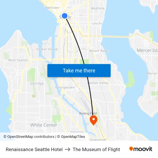 Renaissance Seattle Hotel to The Museum of Flight map