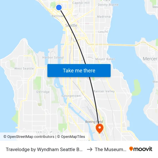 Travelodge by Wyndham Seattle By The Space Needle to The Museum of Flight map