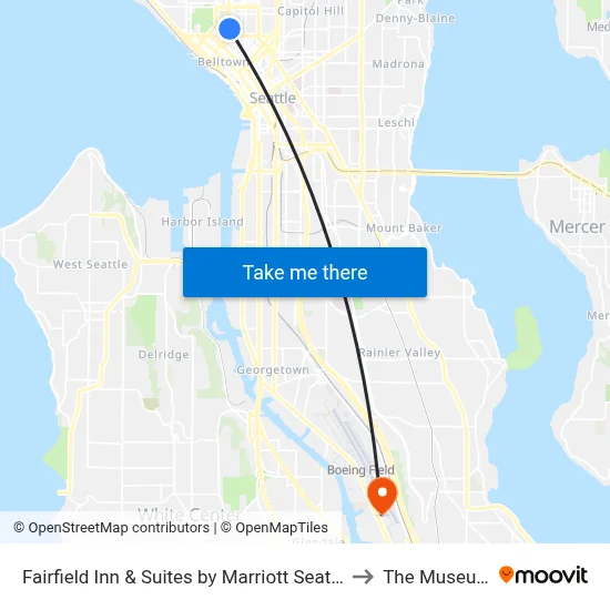 Fairfield Inn & Suites by Marriott Seattle Downtown/Seattle Center to The Museum of Flight map