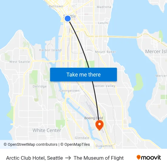 Arctic Club Hotel, Seattle to The Museum of Flight map