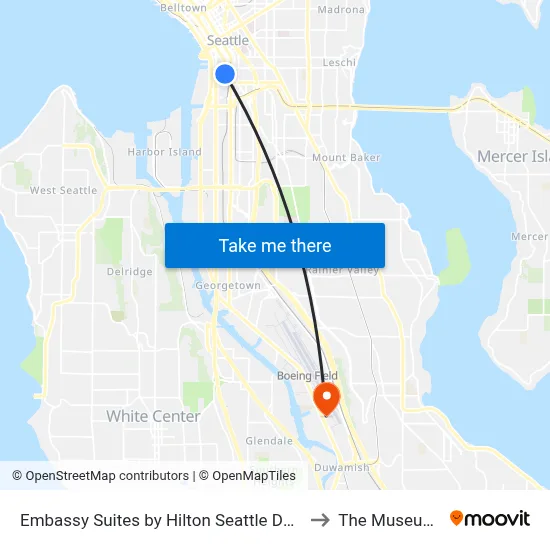 Embassy Suites by Hilton Seattle Downtown Pioneer Square to The Museum of Flight map