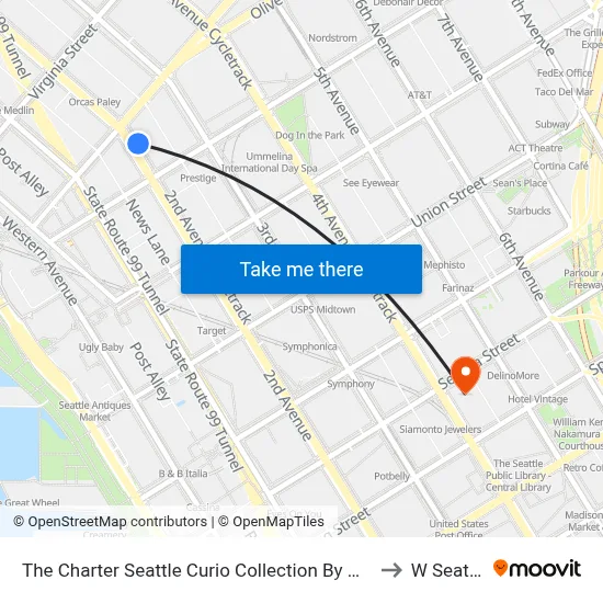 The Charter Seattle Curio Collection By Hilton to W Seattle map