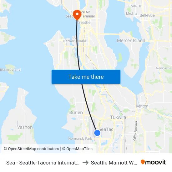 Sea - Seattle-Tacoma International Airport to Seattle Marriott Waterfront map