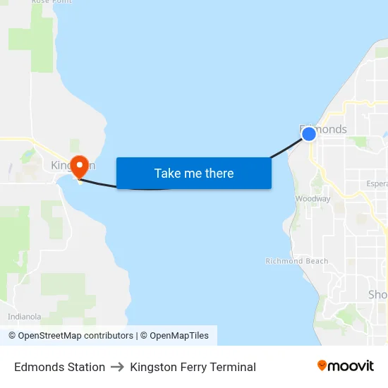 Edmonds Station to Kingston Ferry Terminal map
