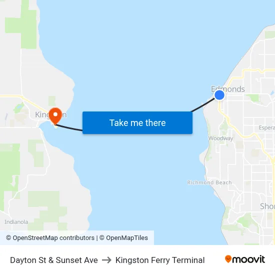 Dayton St & Sunset Ave to Kingston Ferry Terminal map