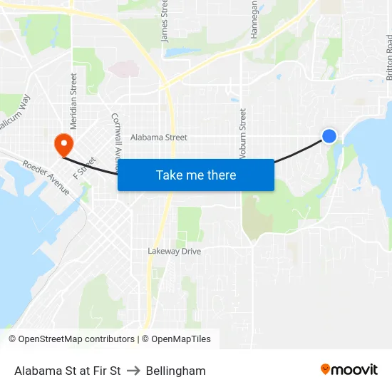 Alabama St at Fir St to Bellingham map