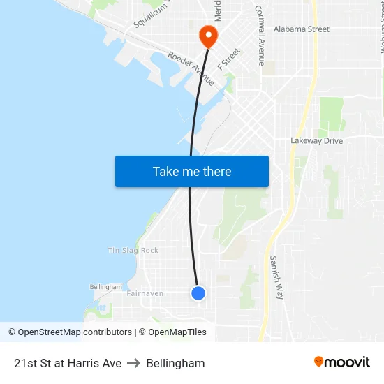 21st St at Harris Ave to Bellingham map