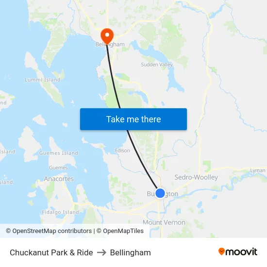 Chuckanut Park & Ride to Bellingham map