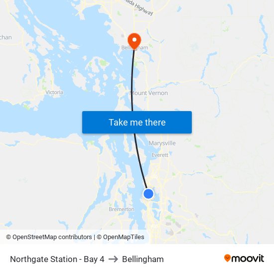 Northgate Station - Bay 4 to Bellingham map