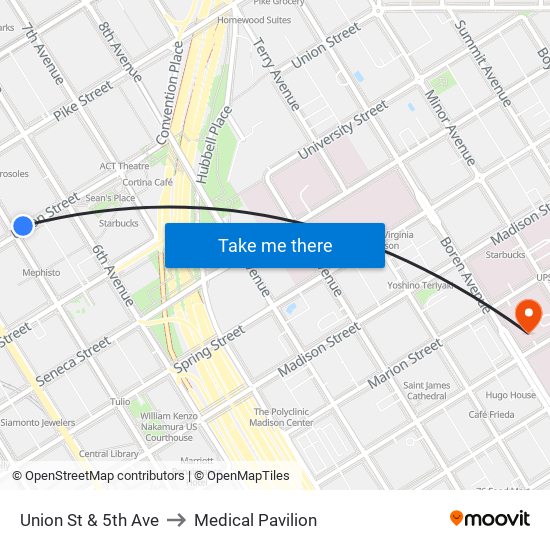 Union St & 5th Ave to Medical Pavilion map