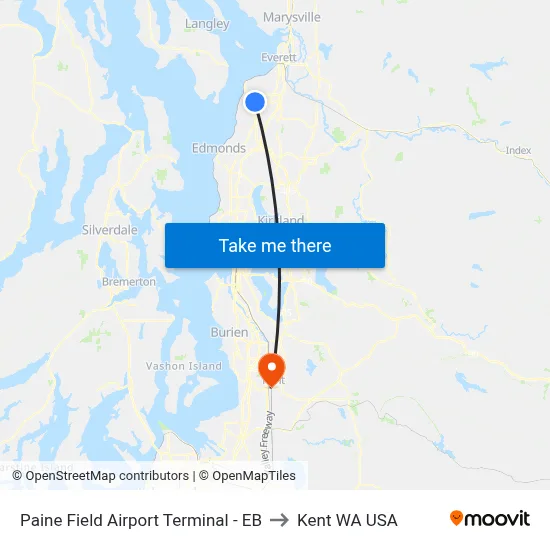 Paine Field Airport Terminal - EB to Kent WA USA map