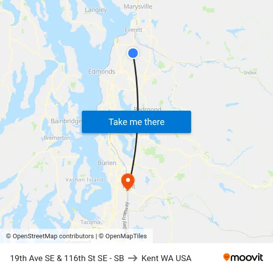 19th Ave SE & 116th St SE - SB to Kent WA USA map