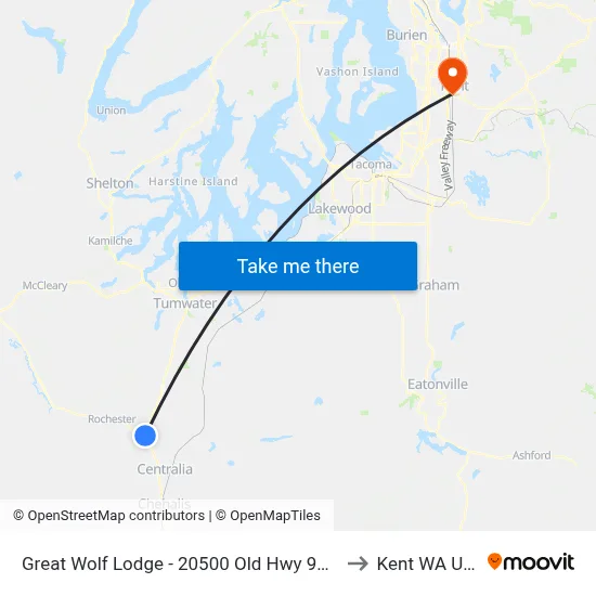Great Wolf Lodge - 20500 Old Hwy 99 Sw. to Kent WA USA map