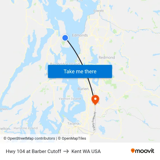 Hwy 104 at Barber Cutoff to Kent WA USA map