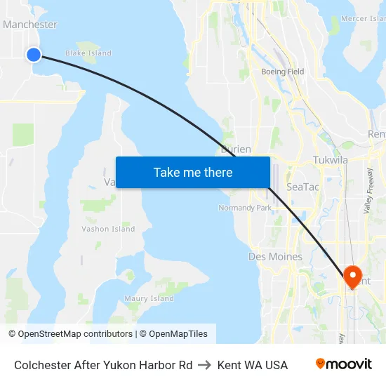 Colchester After Yukon Harbor Rd to Kent WA USA map