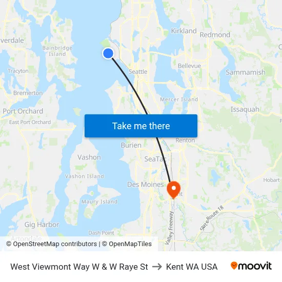 West Viewmont Way W & W Raye St to Kent WA USA map