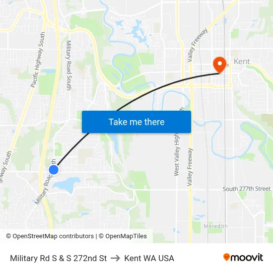 Military Rd S & S 272nd St to Kent WA USA map