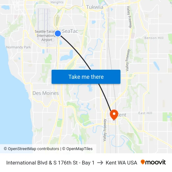International Blvd & S 176th St - Bay 1 to Kent WA USA map