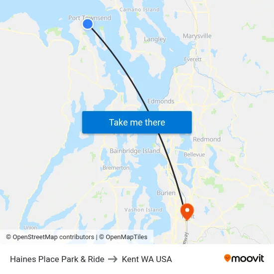 Haines Place Park & Ride to Kent WA USA map