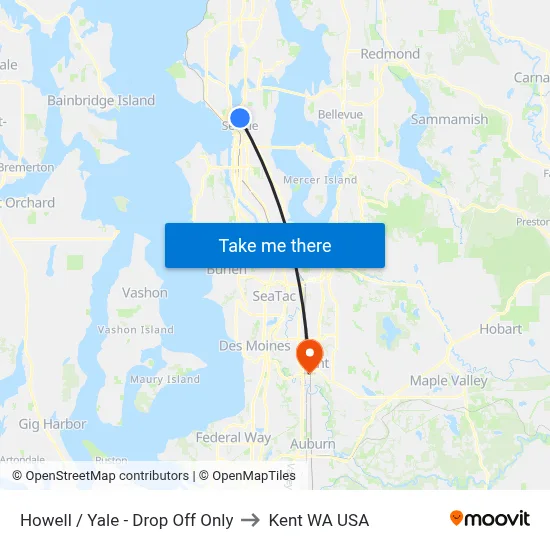 Howell / Yale - Drop Off Only to Kent WA USA map