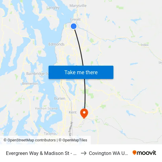 Evergreen Way & Madison St - NB to Covington WA USA map