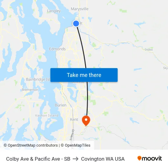 Colby Ave & Pacific Ave - SB to Covington WA USA map