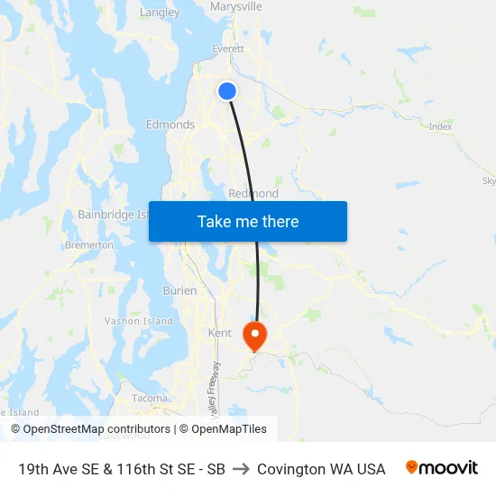 19th Ave SE & 116th St SE - SB to Covington WA USA map