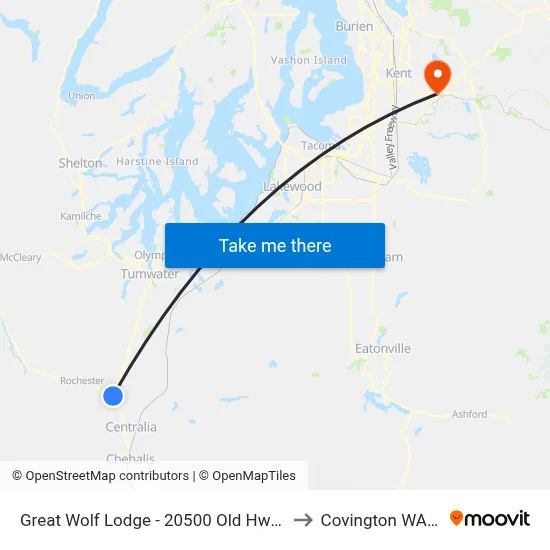 Great Wolf Lodge - 20500 Old Hwy 99 Sw. to Covington WA USA map