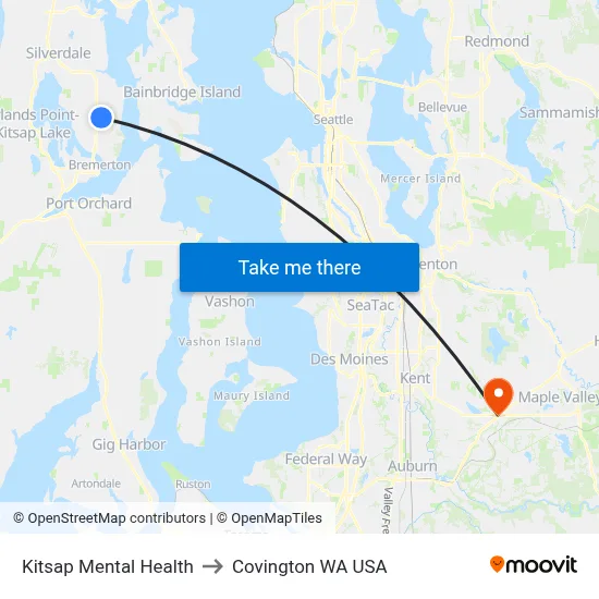 Kitsap Mental Health to Covington WA USA map
