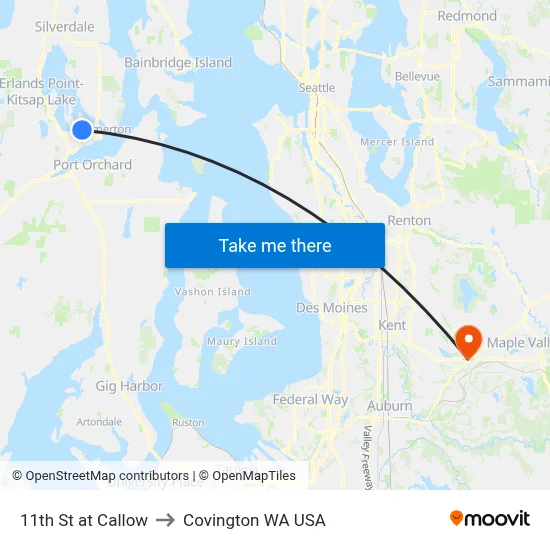 11th St at Callow to Covington WA USA map
