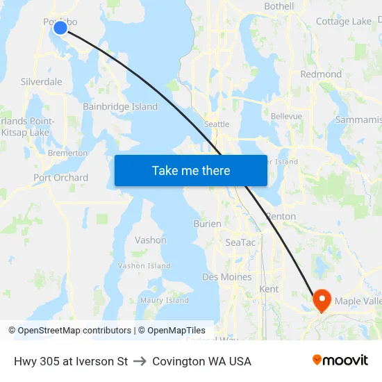 Hwy 305 at Iverson St to Covington WA USA map