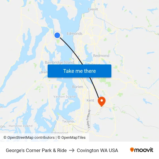 George's Corner Park & Ride to Covington WA USA map