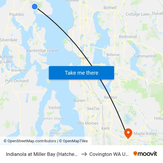 Indianola at Miller Bay (Hatchery) to Covington WA USA map