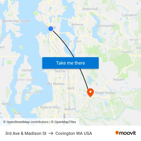 3rd Ave & Madison St to Covington WA USA map