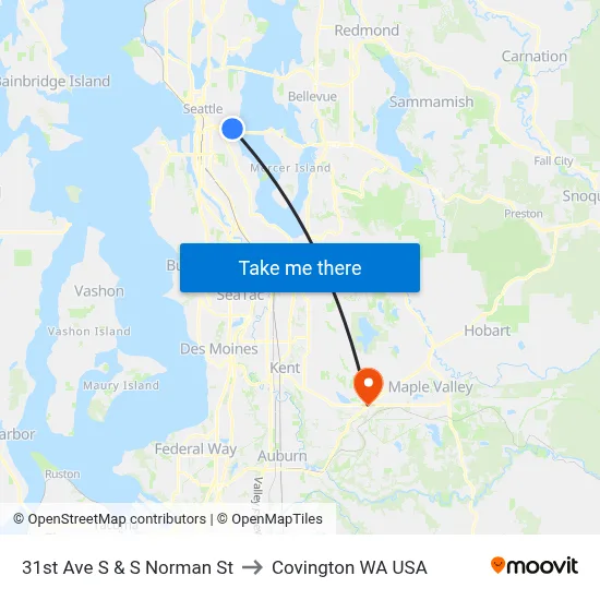 31st Ave S & S Norman St to Covington WA USA map