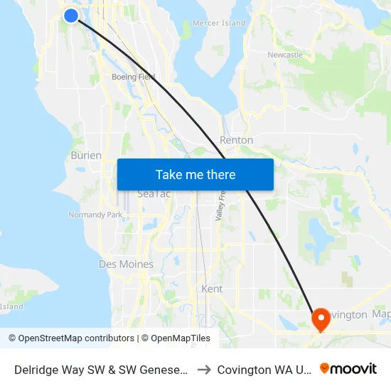 Delridge Way SW & SW Genesee St to Covington WA USA map