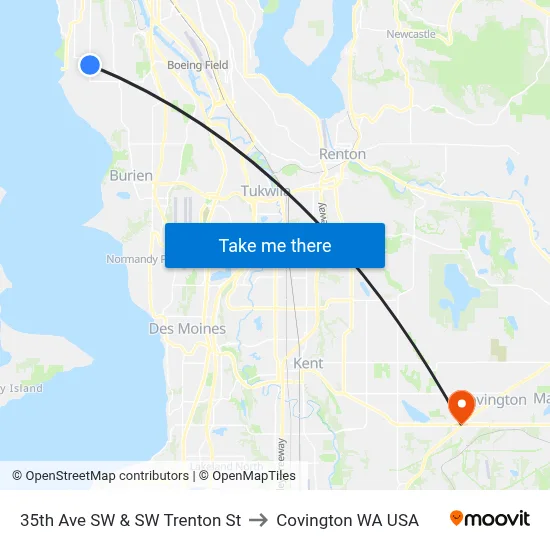 35th Ave SW & SW Trenton St to Covington WA USA map