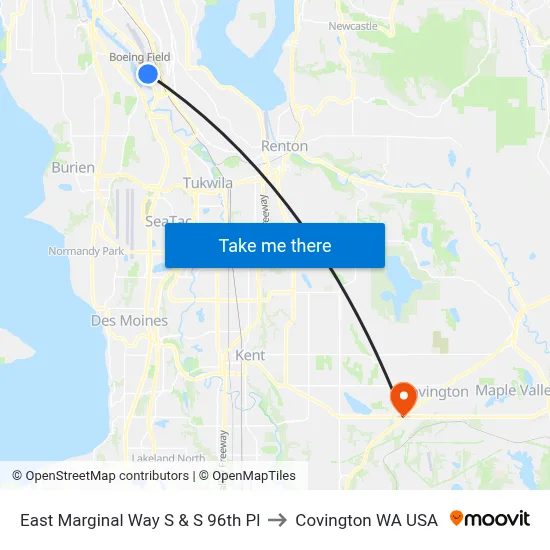 East Marginal Way S & S 96th Pl to Covington WA USA map